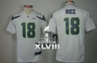 Nike Seattle Seahawks #18 Sidney Rice White Super Bowl XLVIII Youth NFL Limited Jersey