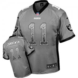 Nike Oakland Raiders #11 Sebastian Janikowski Grey Jersey(Elite Drift Fashion)