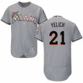 Mens Majestic Miami Marlins #21 Christian Yelich Grey Flexbase Authentic Collection MLB Jersey