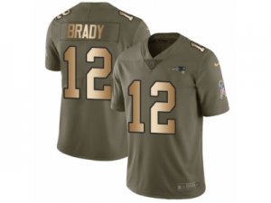 Men Nike New England Patriots #12 Tom Brady Limited Olive Gold 2017 Salute to Service NFL Jersey