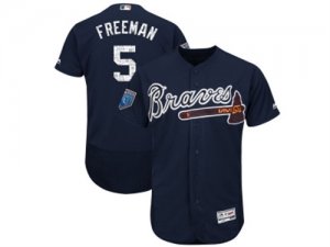 Men Atlanta Braves #5 Freddie Freeman Majestic Navy 2018 Spring Training Flex Base Player Jersey