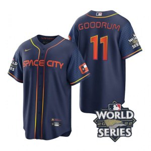 Astros #11 Niko Goodrum Navy Nike 2022 World Series City Connect Cool Base Jersey