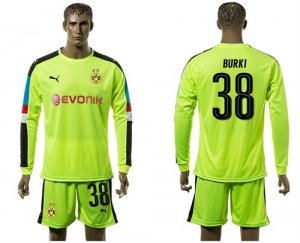 2017-18 Dortmund 38 BURKI Fluorescent Green Goalkeeper Long Sleeve Soccer Jersey