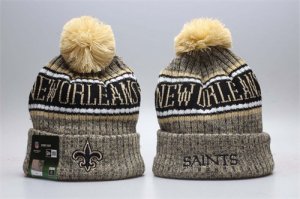 Saints Yellow Wordmark Cuffed Pom Knit Hat YP