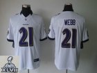 2013 Super Bowl XLVII NEW Baltimore Ravens 21 Lardarius Webb White Jerseys (Limited)