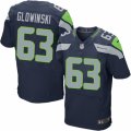 Men's Nike Seattle Seahawks #63 Mark Glowinski Elite Steel Blue Team Color NFL Jersey