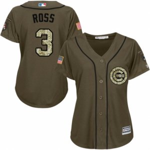 Women\'s Majestic Chicago Cubs #3 David Ross Authentic Green Salute to Service MLB Jersey