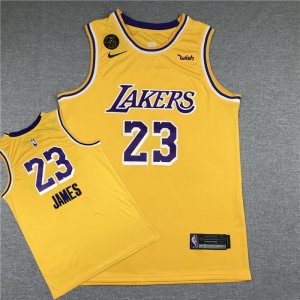 Lakers #23 Lebron James Yellow KB Nike Swingman Jersey