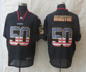 Nike Kansas City Chiefs #50 Houston Black Jerseys(Elite USA Flag Fashion)