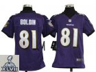 2013 Super Bowl XLVII Youth NEW NFL Baltimore Ravens 81 Anquan Boldin Purple Jerseys