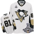 Youth Reebok Pittsburgh Penguins #81 Phil Kessel Premier White Away 2016 Stanley Cup Champions NHL Jersey