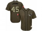 Youth Majestic Toronto Blue Jays #45 Francisco Liriano Replica Green Salute to Service MLB Jersey