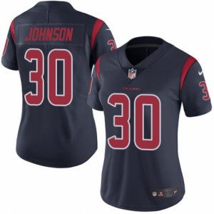 Women\'s Nike Houston Texans #30 Kevin Johnson Limited Navy Blue Rush NFL Jersey