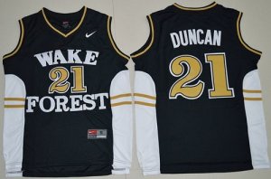 Wake Forest Demon Deacons #21 Tim Duncan Black Basketball Stitched NCAA Jersey