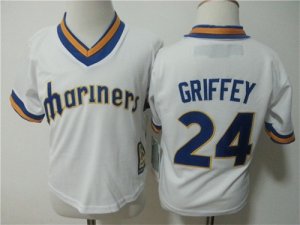 Mariners #24 Ken Griffey Jr. White Toddler Jersey