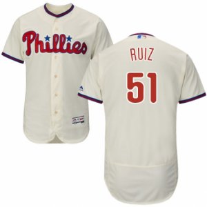 Men\'s Majestic Philadelphia Phillies #51 Carlos Ruiz Cream Flexbase Authentic Collection MLB Jersey