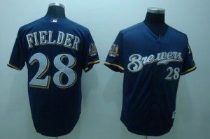 mlb milwaukee brewers #28 fielder 40th patch blue