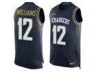 Mens Nike Los Angeles Chargers #12 Mike Williams Limited Navy Blue Player Name & Number Tank Top NFL Jersey