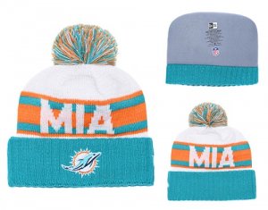 Dolphins Retro Logo Aqua Cuffed Pom Knit Hat YD