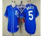 2015 World series champions Mlb Kansas City Royals #5 George Brett blue jerseys