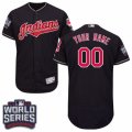 Mens Majestic Cleveland Indians Customized Navy Blue 2016 World Series Bound Flexbase Authentic Collection MLB Jersey
