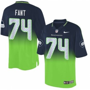 Men\'s Nike Seattle Seahawks #74 George Fant Elite Navy Green Fadeaway NFL Jersey