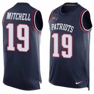 Mens Nike New England Patriots #19 Malcolm Mitchell Limited Navy Blue Player Name & Number Tank Top NFL Jersey