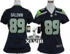 Nike Seattle Seahawks #89 Doug Baldwin Steel Blue Super Bowl XLVIII Women NFL Elite Jersey