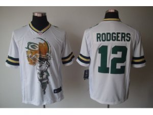 Nike nfl green bay packers #12 Aaron rodgers white jerseys[helmet tri-blend limited]
