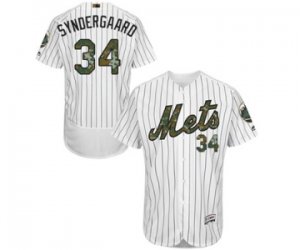 Men\'s Majestic New York Mets #34 Noah Syndergaard Authentic White 2016 Memorial Day Fashion Flex Base MLB Jersey