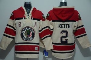 Chicago Blackhawks #2 Duncan Keith Cream Sawyer Hooded Sweatshirt Stitched NHL Jersey