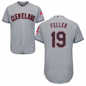 Men\'s Majestic Cleveland Indians #19 Bob Feller Grey Flexbase Authentic Collection MLB Jersey