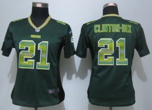 Women New Nike Green Bay Packers #21 Clinton-Dix Green Strobe Jerseys