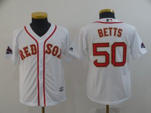 Red Sox #50 Mookie Betts White Youth 2019 Gold Program Cool Base Jersey