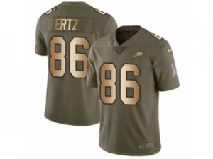 Men Nike Philadelphia Eagles #86 Zach Ertz Limited Olive Gold 2017 Salute to Service NFL Jersey