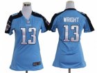 Nike Women NFL Tennessee Titans #13 Kendall Wright Blue Jerseys