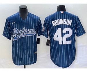 Men\'s Los Angeles Dodgers #42 Jackie Robinson Blue Pinstripe Cool Base Stitched Baseball Jersey