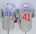 Chicago Cubs #41 John Lackey Grey Alternate Road Cool Base Stitched MLB Jersey