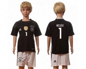 Germany #1 Neure Goalkeeper Kid Soccer Country Jersey