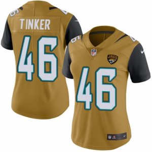 Women\'s Nike Jacksonville Jaguars #46 Carson Tinker Limited Gold Rush NFL Jersey