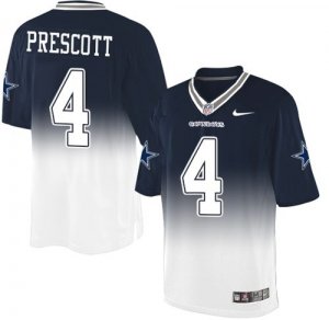 Nike Dallas Cowboys #4 Dak Prescott Navy Blue White Mens Stitched NFL Elite Fadeaway Fashion Jersey