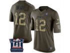Mens Nike New England Patriots #12 Tom Brady Limited Green Salute to Service Super Bowl LI Champions NFL Jersey