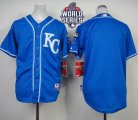 Youth Kansas City Royals Blank Blue Cool Base W 2015 World Series Patch Stitched MLB Jersey