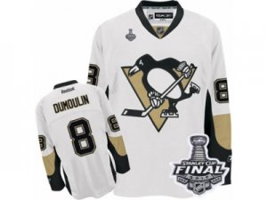 Mens Reebok Pittsburgh Penguins #8 Brian Dumoulin Premier White Away 2017 Stanley Cup Final NHL Jersey