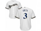 Youth Milwaukee Brewers #3 Orlando Arcia Authentic White Home Cool Base MLB Jersey