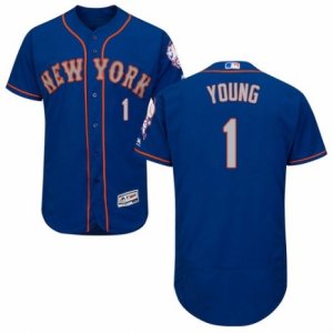 Mens Majestic New York Mets #1 Chris Young Royal Gray Flexbase Authentic Collection MLB Jersey