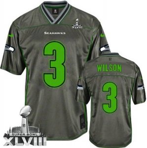 Nike Seattle Seahawks #3 Russell Wilson Grey Super Bowl XLVIII Youth NFL Elite Vapor Jersey