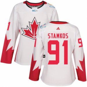 Women\'s Adidas Team Canada #91 Steven Stamkos Authentic White Home 2016 World Cup Hockey Jersey