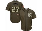 Mens Majestic New York Yankees #27 Austin Romine Authentic Green Salute to Service MLB Jersey