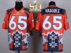 Nike Denver Broncos #65 Louis Vasquez Orange Super Bowl 50 Men Stitched NFL Elite Noble Fashion Jersey